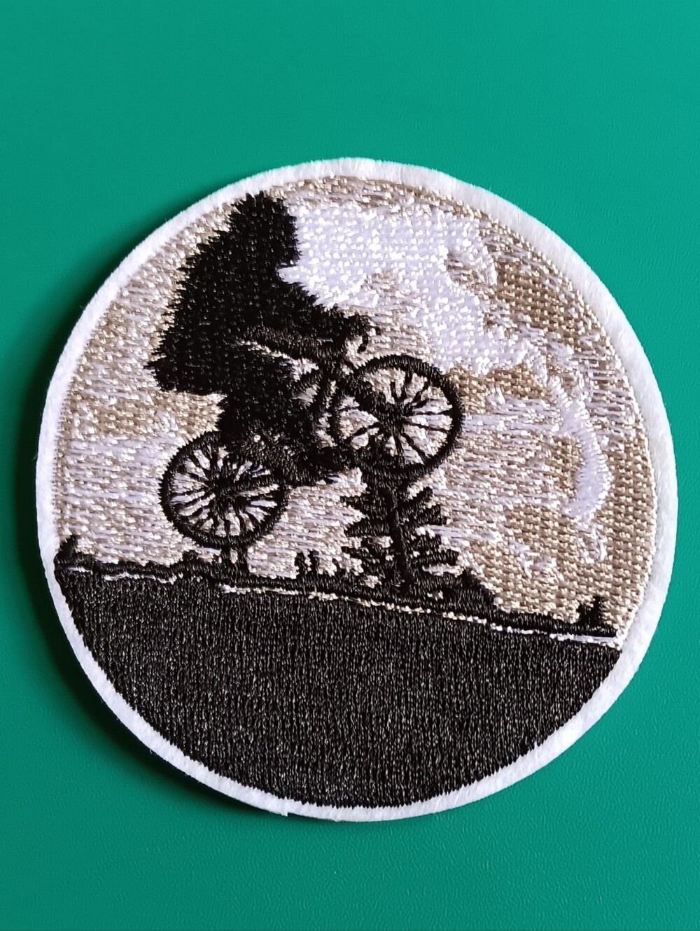 ET Style BMX Bigfoot Bike Iron On Patch, Biker Moon Retro Novelty Cryptid